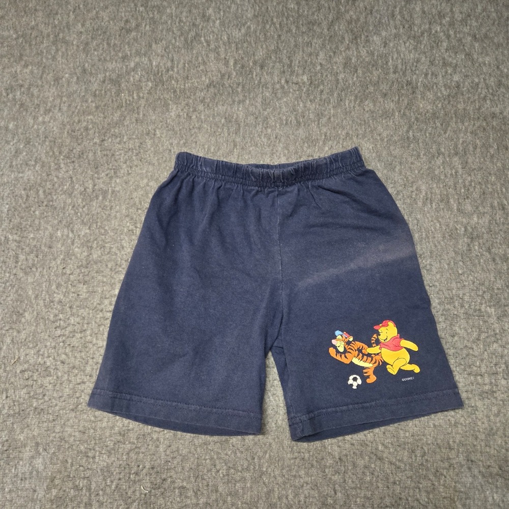 Vintage Disney Winnie the Pooh Tigger Soccer Shorts Kids Size 6-7 Navy Blue